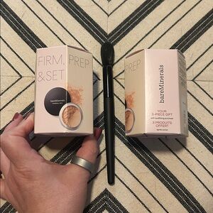 NIB 2  Bare Minerals Firm Prep Set Trio w/ brush.